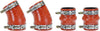 57-1576 Orange High Temp Aramid Reinforced Silicone Intercooler Turbo Hose Boots Kit with T Bolt Clamps