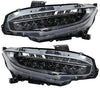 Partomotive For 16-18 Civic Front Headlight Headlamp LED Head Light Lamp w/Bulbs Set Pair