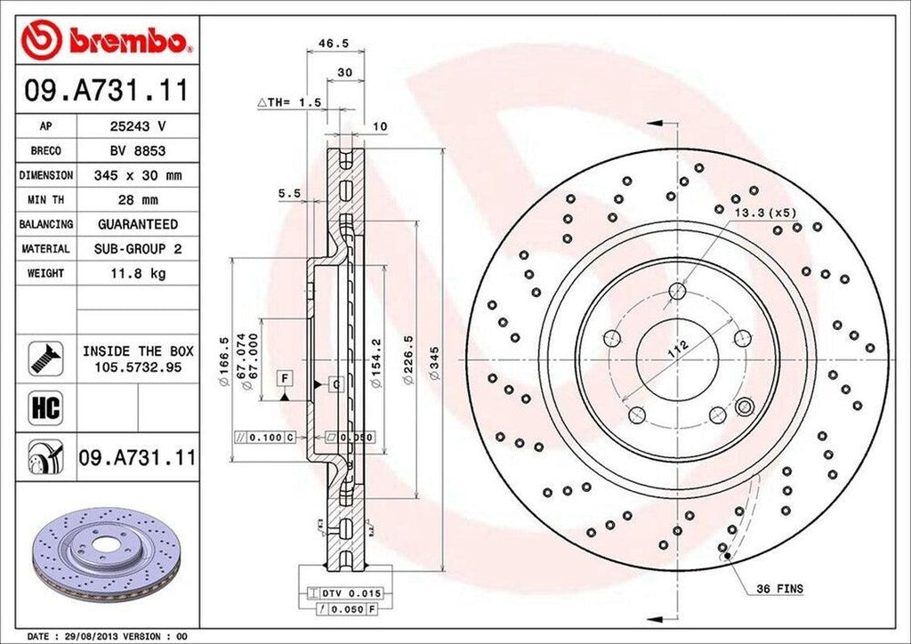 Brembo Front Disc Brake Rotor for Mercedes-Benz (09.A731.11)