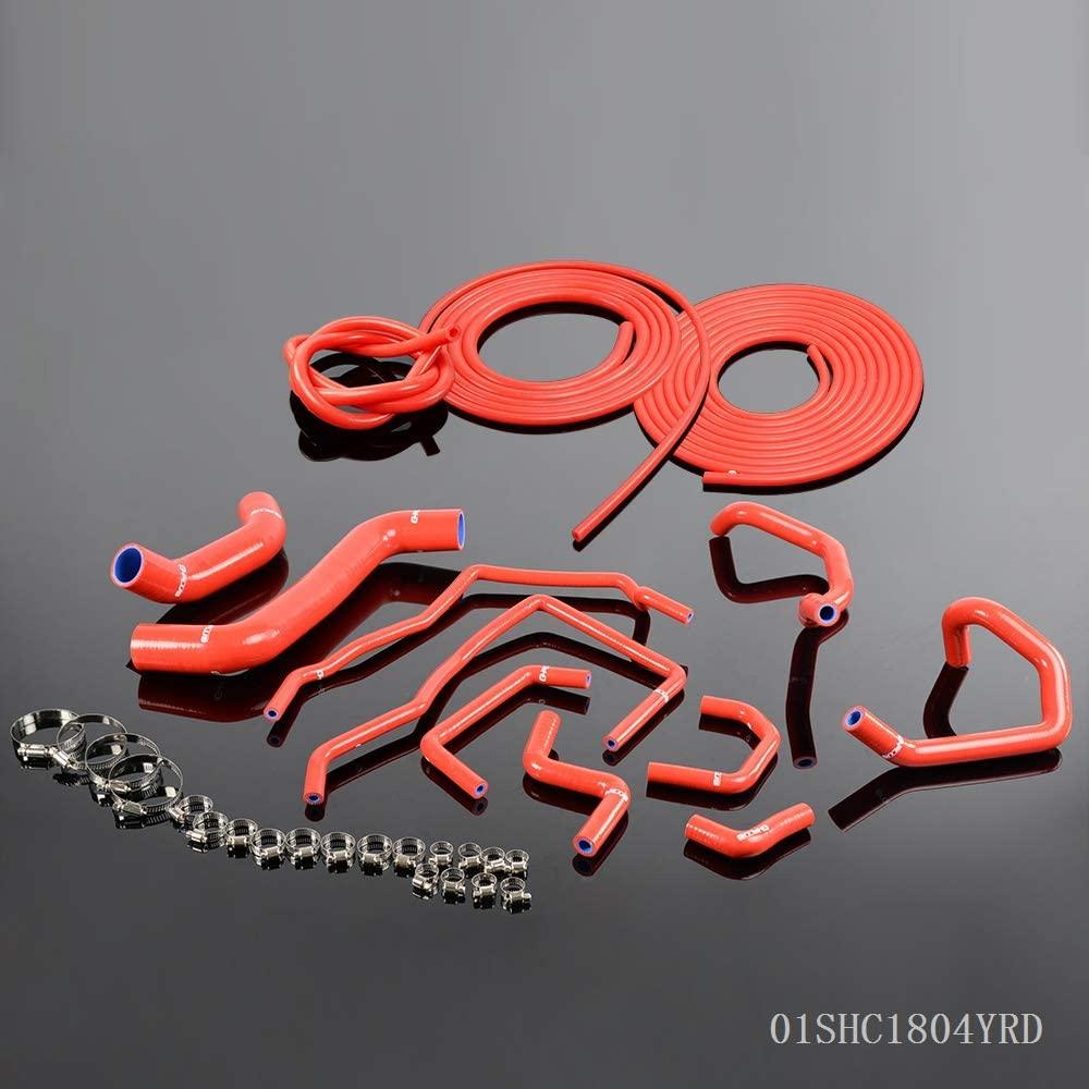 New For Subaru Impreza WRX MK10 GRB/GH 08-11 Silicone Radiator Coolant Hose Clamps Kit with Vacuum Tube, Red - greatparts