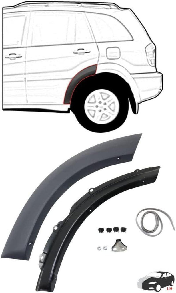 Evan-Fischer Rear Wheel Opening Molding Compatible with Toyota RAV-4 01-05 LH Front Section Black Paint to Match Left Side