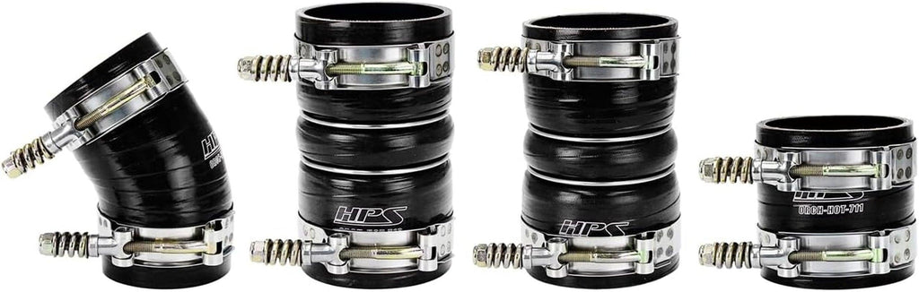 HPS Performance Black Ultra High Temp Reinforced Silicone Intercooler Hose Boots Kit Compatible for 2005-2007 Ford F250 F350 F450 Superduty 6.0L Powerstroke Diesel, 57-1537-BLK