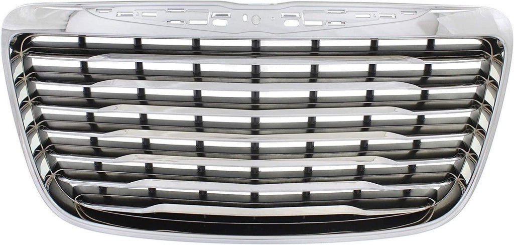 Grille Assembly Compatible with CHRYSLER 300 2011-2014 Chrome Shell/Painted-Black Insert with Chrome Trim Factory Installed