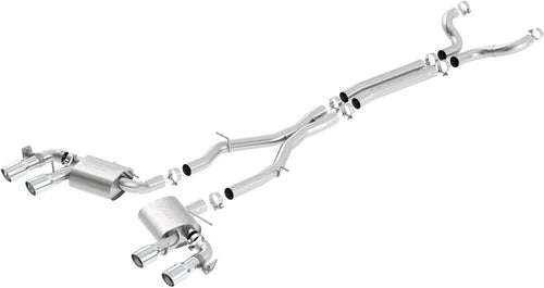 140726 S-Type Cat-Back Exhaust System 3 In. Incl. Connecting Pipes/Mufflers/Hardware/4 In. Dual round Rolled Angle-Cut Tip Dual Split Rear Exit S-Type Cat-Back Exhaust System