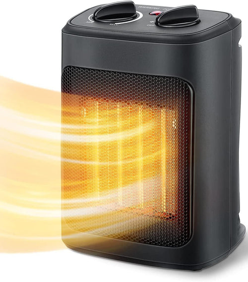 Space Heater, 1500W Electric Heaters Indoor Portable with Thermostat, PTC Fast Heating Ceramic Room Small Heater with Heating and Fan Modes for Bedroom, Office and Indoor Use