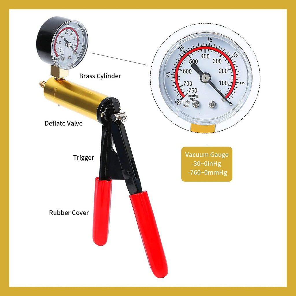 Yonligonju Brake Bleeder Kit with Hand Vacuum Pump with Gauge Adapters Automotive Brake Fluid Bleeding Set for Bike Car Truck (Blue)