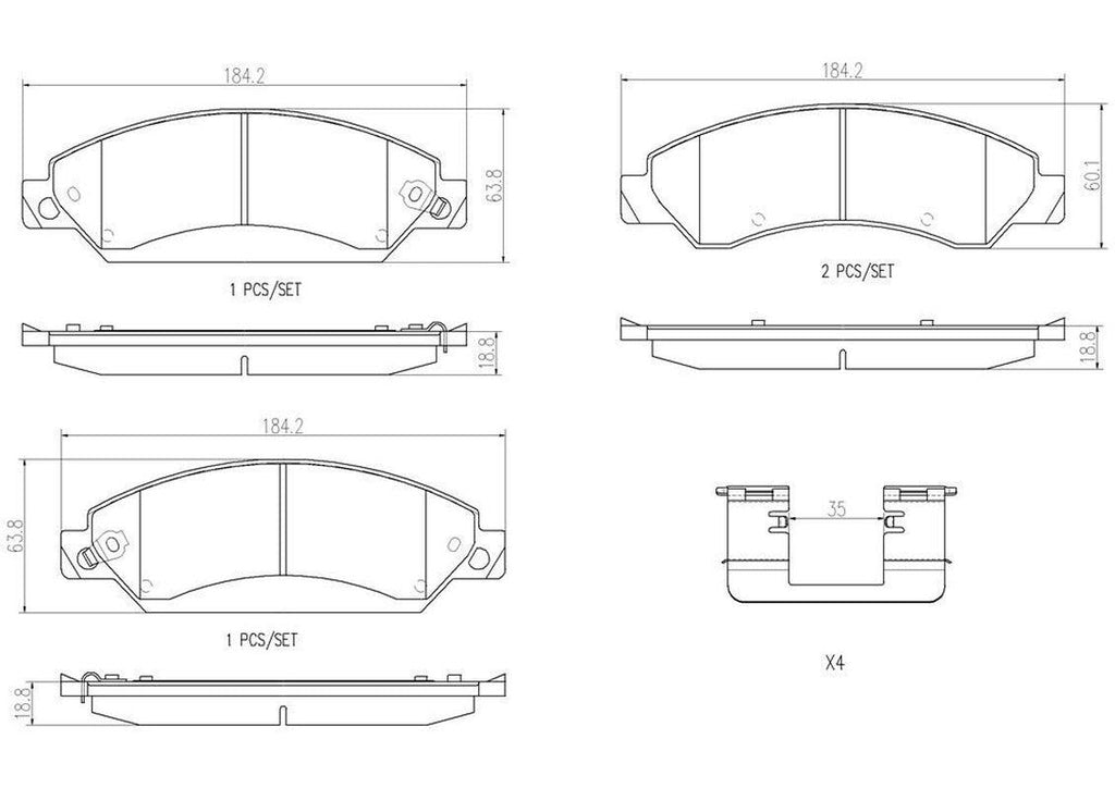 Front Disc Brake Pad Set for Tahoe, Escalade, Escalade Esv+More (P10034N)