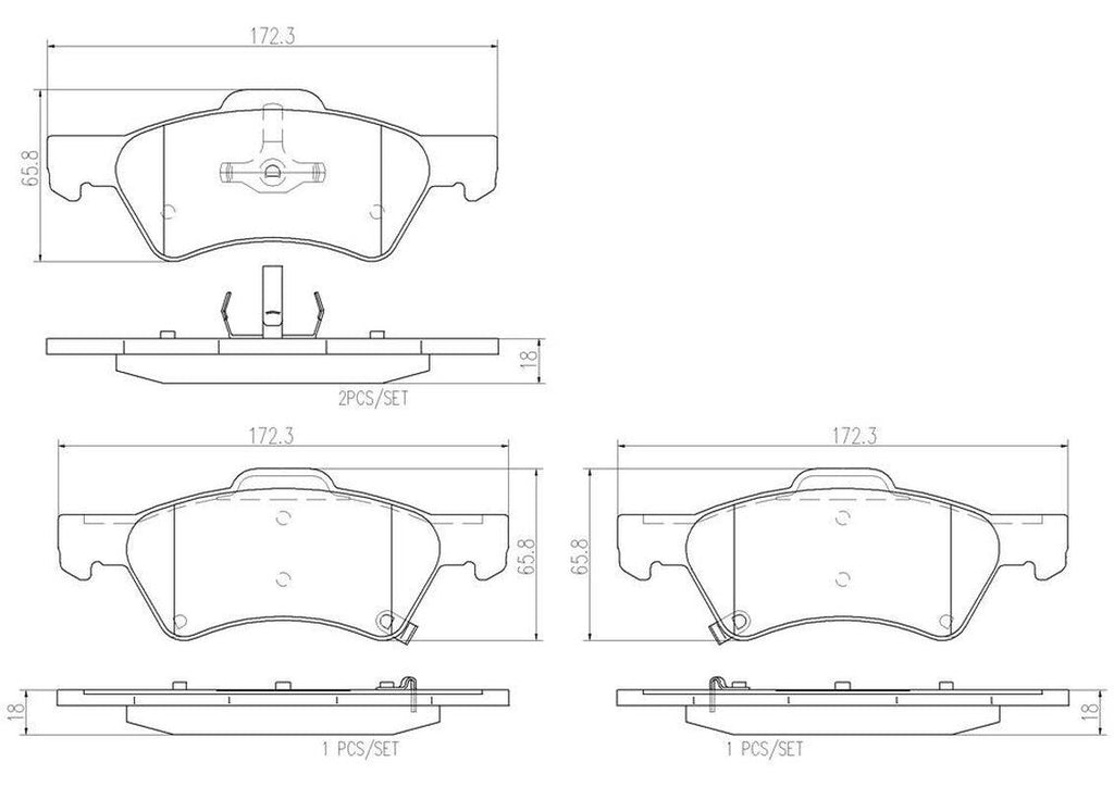 Front Disc Brake Pad Set for Town & Country, Caravan+More (P11015N)