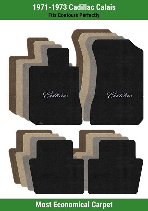 Lloyd Velourtex Front & Rear Mats for '71-73 Calais W/Silver on Black Cadillac