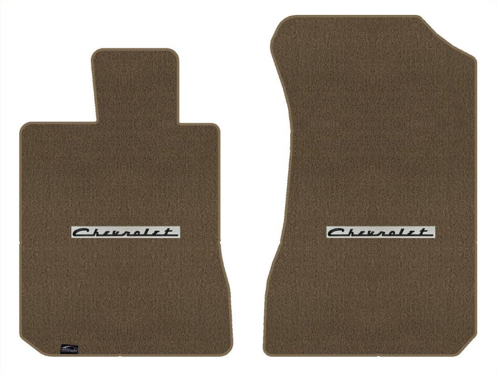 Lloyd Velourtex Front Carpet Mats for '58 Chevy Biscayne W/Black on Silver Chevy