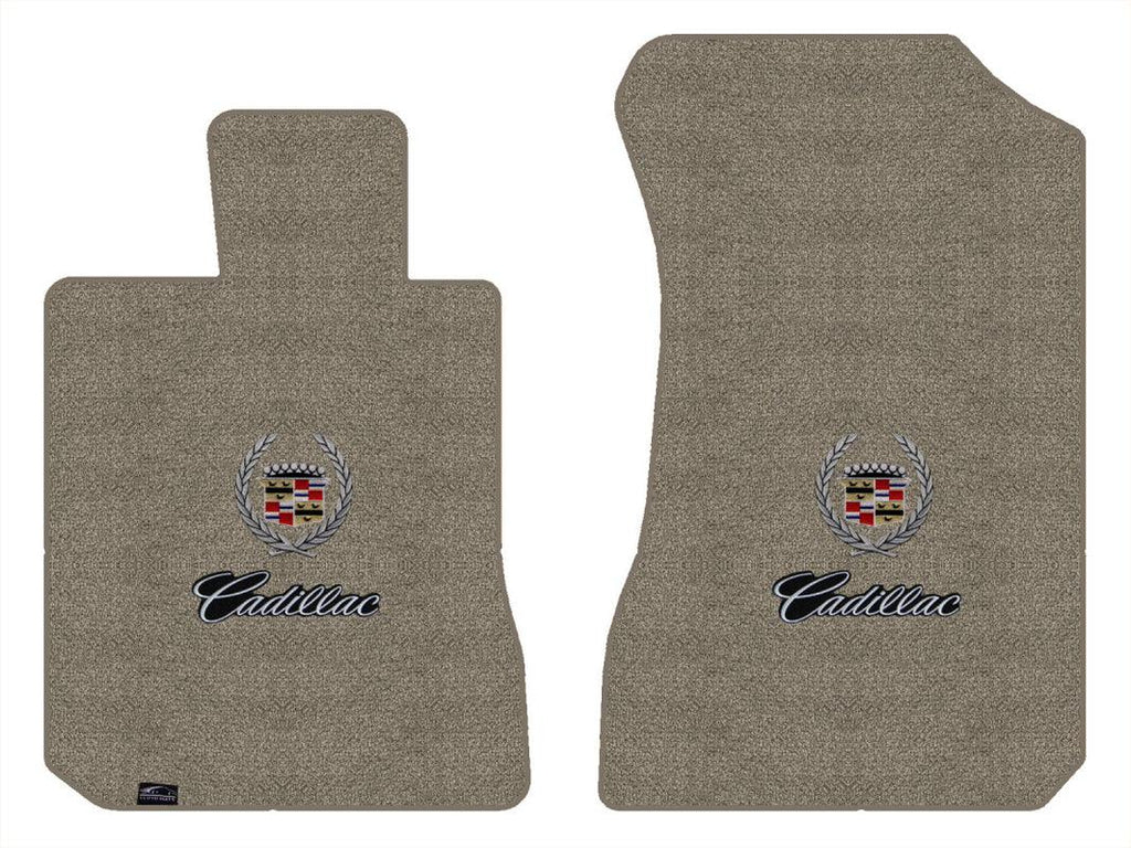 Lloyd Luxe Front Mats for '80-85 Fleetwood W/Cadillac Crest 2 Silver on Black