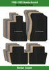 Lloyd Berber Front & Rear Mats for '88-89 Accord W/Silver & Black Honda H & Word