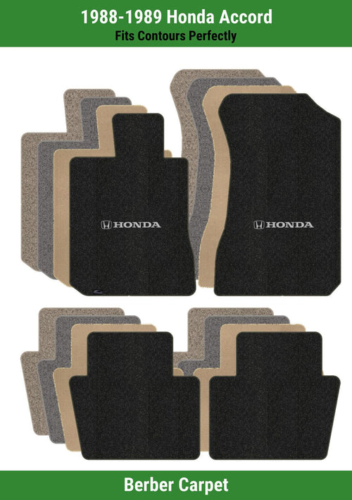 Lloyd Berber Front & Rear Mats for '88-89 Accord W/Silver & Black Honda H & Word