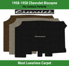 Lloyd Luxe Trunk Carpet Mat for '58 Chevy Biscayne W/Silver on Black Chevy Logo