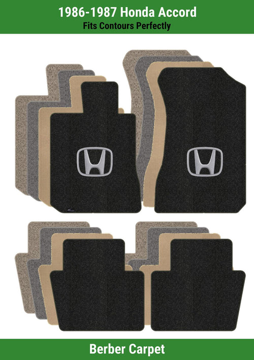 Lloyd Berber Front & Rear Mats for '86-87 Honda Accord W/Silver on Black Honda H