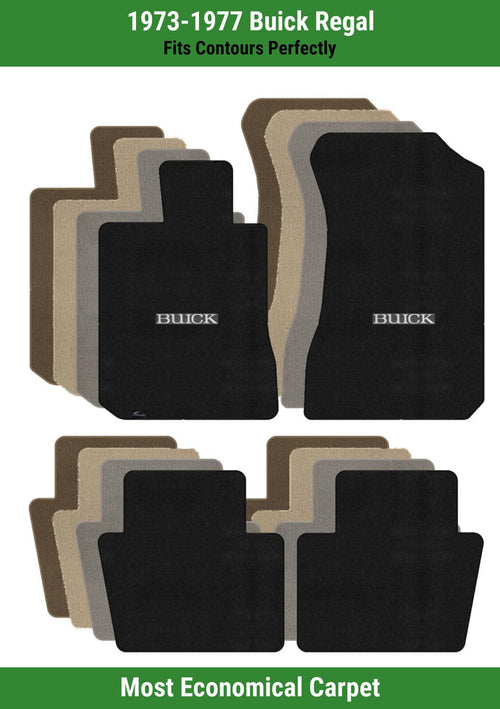 Lloyd Velourtex Front & Rear Mats for '73-77 Regal W/Silver Buick on Dark Gray