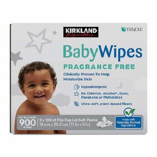 2- Kirkland Signature Baby Wipes Fragrance Free, 900-Count Total of 1800 Wipes