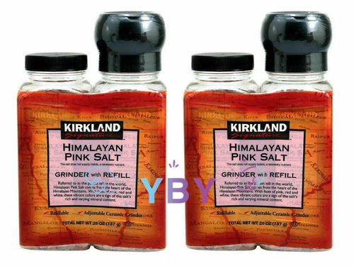 2 Pack Kirkland Signature Himalayan Pink Salt Grinder with Refill 26 OZ Each