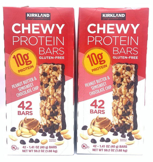 2 Packs Kirkland Signature Chewy Protein Bars 42 Bars 59.2 OZ Each