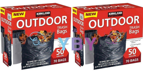 2 Packs Kirkland Signature Outdoor Trash Bags 50 Gallon 70 CT