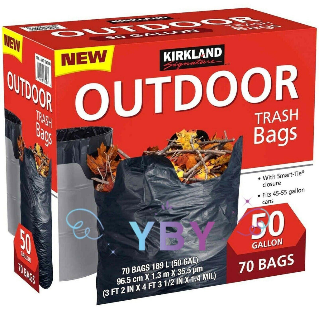 2 Packs Kirkland Signature Outdoor Trash Bags 50 Gallon 70 CT