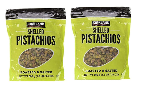 2 Packs Kirkland Signature Shelled Pistachios Roasted & Salted 24 Oz Each Pack