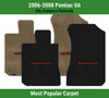 Lloyd Ultimat Front Carpet Mats for '06-08 Pontiac G6 W/Red on Black Pontiac