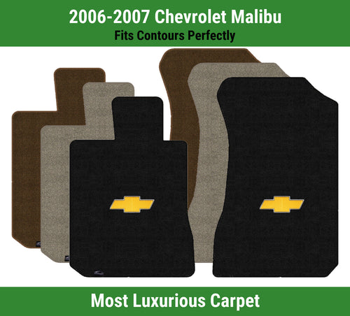 Lloyd Luxe Front Carpet Mats for '06-07 Chevy Malibu W/Gold Chevy Bowtie 1 Logo