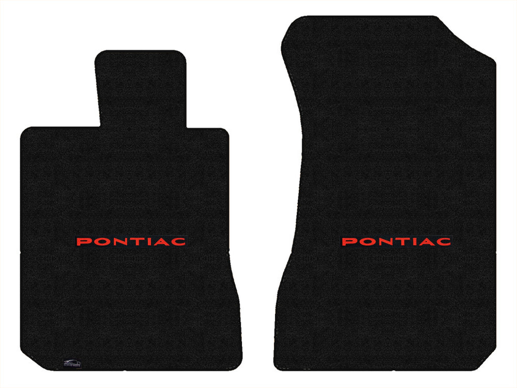 Lloyd Luxe Front Carpet Mats for '09-10 Pontiac G6 W/Red on Black Pontiac Logo