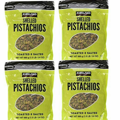 4 Packs Kirkland Signature Shelled Pistachios Roasted & Salted 24 Oz/Pack