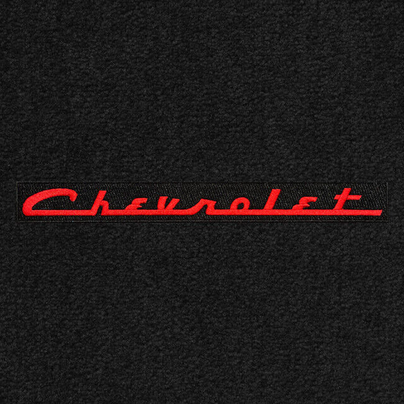 Lloyd Luxe Front Carpet Mats for '69-71 Chevy Bel Air W/Red on Black Chevy Logo