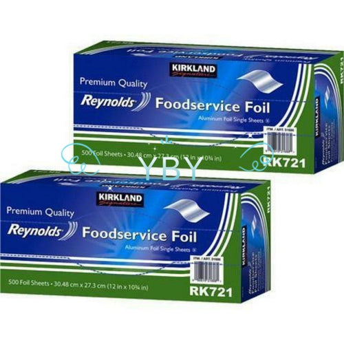 2X Kirkland Reynolds Foodservice Aluminum Foil 12X10.75 Single,Total 1000 Sheets
