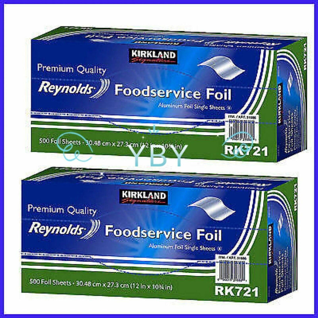 2X Kirkland Reynolds Foodservice Aluminum Foil 12X10.75 Single,Total 1000 Sheets