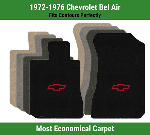 Lloyd Velourtex Front Mats for '72-76 Chevy Bel Air W/Red Chevy Outline Bowtie