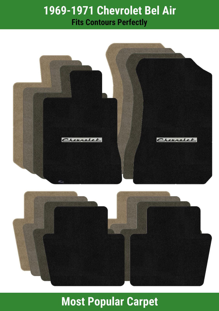 Lloyd Ultimat Front & Rear Mats for '69-71 Chevy Bel Air W/Black on Silver Chevy