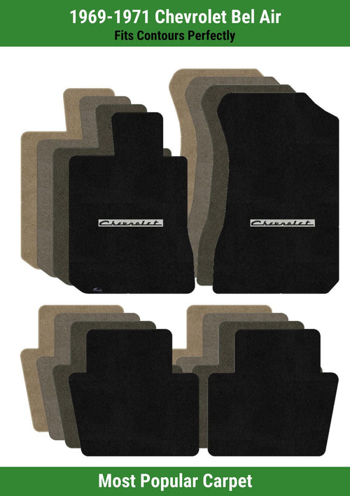 Lloyd Ultimat Front & Rear Mats for '69-71 Chevy Bel Air W/Black on Silver Chevy