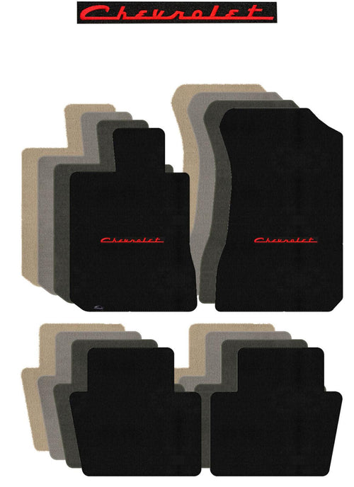Lloyd Velourtex Front & Rear Mats for '72-76 Chevy Bel Air W/Red on Black Chevy