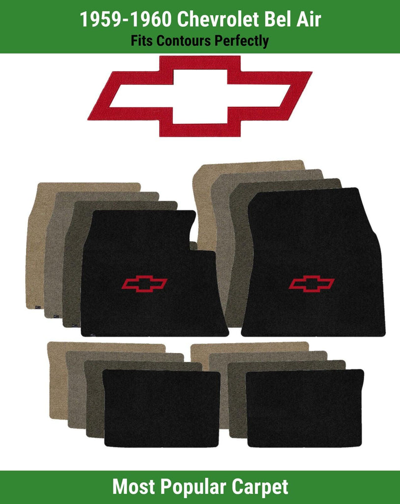 Lloyd Ultimat Front & Rear Mats for '59-60 Bel Air W/Red Chevy Outline Bowtie