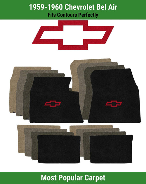 Lloyd Ultimat Front & Rear Mats for '59-60 Bel Air W/Red Chevy Outline Bowtie