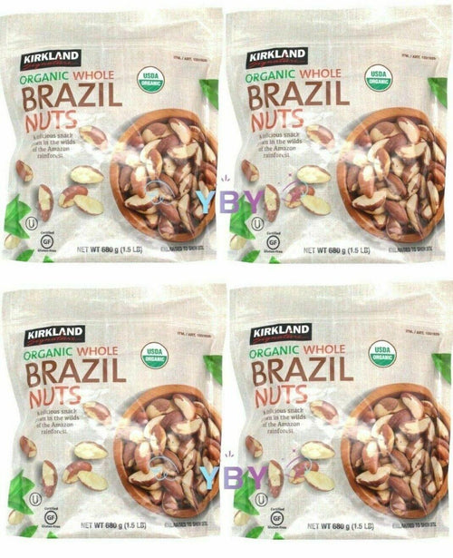4 Packs Kirkland Signature Organic Whole Brazil Nuts 24 Oz Each Pack,Total 6 Lb