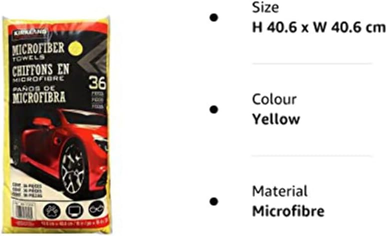 Kirkland Signature Ultra Plush Microfiber Towel, Yellow, 16 in x 16 in, 36-count