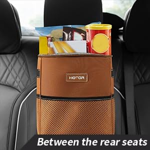 HOTOR Car Trash Can with Lid and Storage Pockets - 100% Leak-Proof Organizer, Waterproof Garbage Can, Multipurpose Trash Bin for Car, 2 Gallons, Black