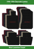 Lloyd Luxe Front & Rear Carpet Mats for '90-94 Chevy Lumina W/Chevy Red on Black