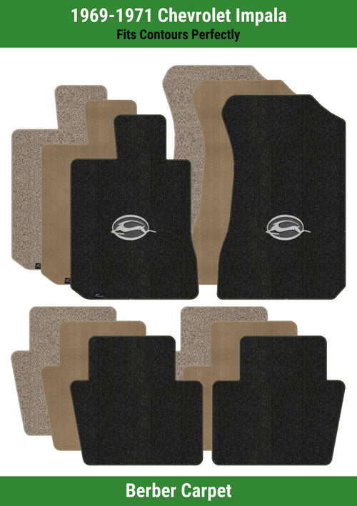 Lloyd Berber Front & Rear Carpet Mats for '69-71 Chevy Impala W/Impala Emblem