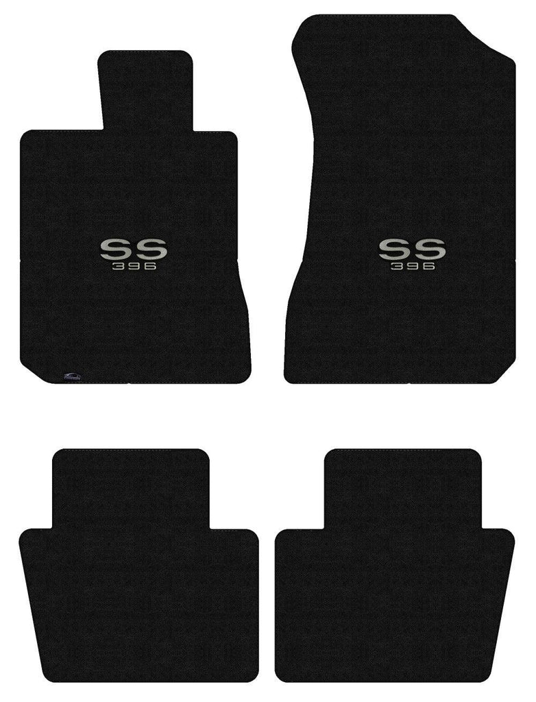 Lloyd Luxe Front & Rear Mats for '73-77 Chevy Malibu W/Silver on Black SS 396