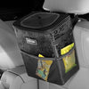 HOTOR Car Trash Can with Lid and Storage Pockets - 100% Leak-Proof Organizer, Waterproof Garbage Can, Multipurpose Trash Bin for Car, 2 Gallons, Black