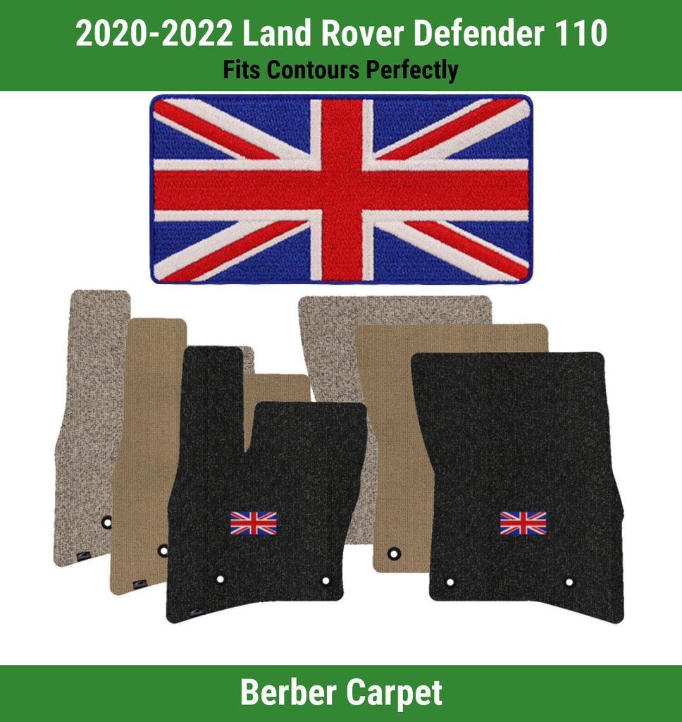 Lloyd Berber Front Carpet Mats for '20-22 Land Rover Defender 110 W/British Flag