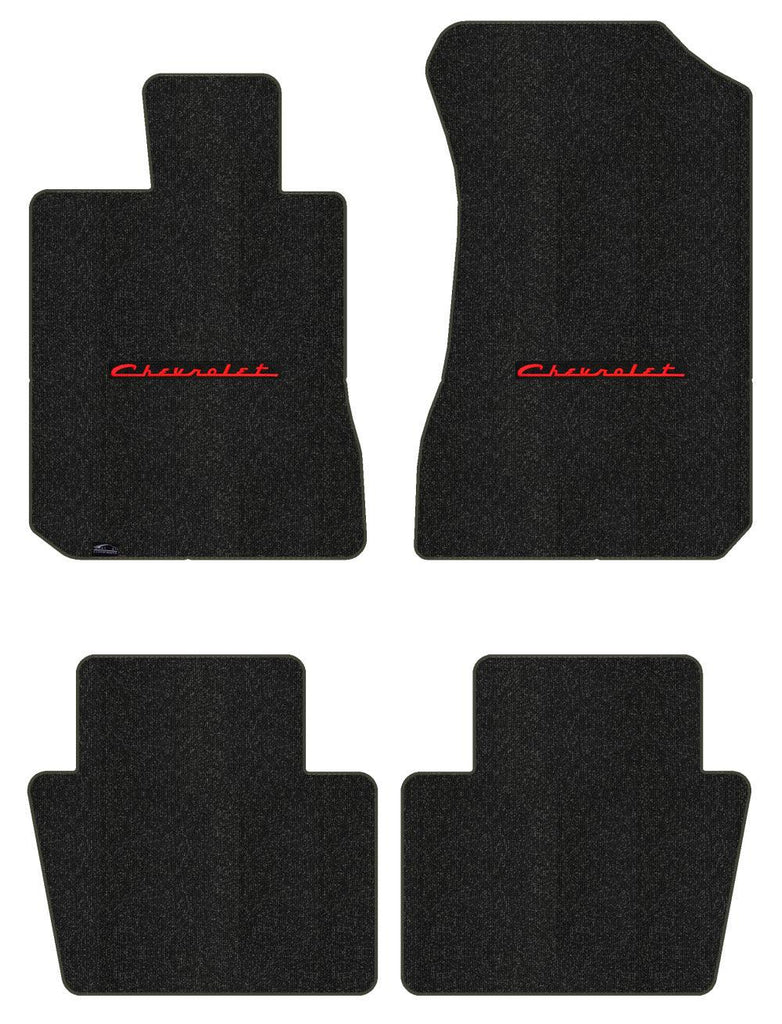 Lloyd Berber Front & Rear Mats for '58 Chevy Biscayne W/Red on Black Chevy
