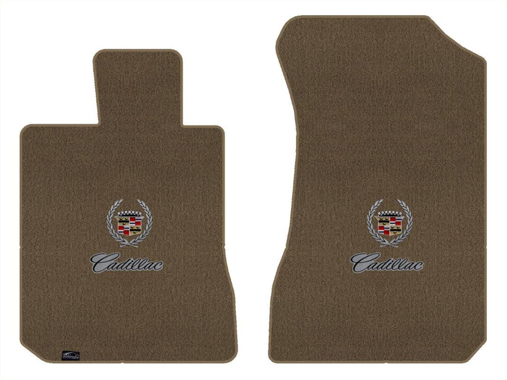 Lloyd Velourtex Front Mats for '74-76 Calais W/Cadillac Crest 2 Silver/Black On