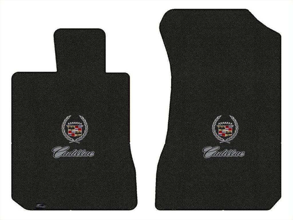 Lloyd Loop Front Mats for '74-76 Calais W/Cadillac Crest 2 Silver/Black on Gray